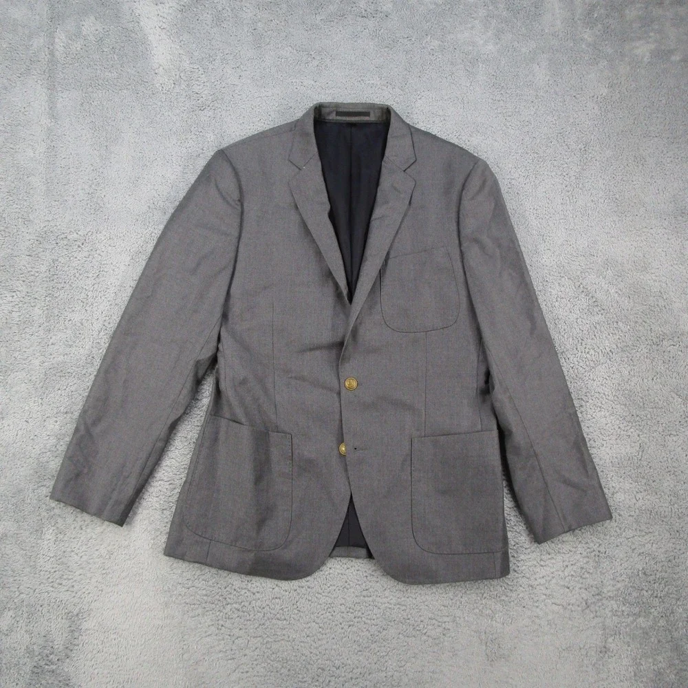 J.Crew Ludlow Blazer 38S Grey Loro Piana Super 130s Wool Anchor Button 03737